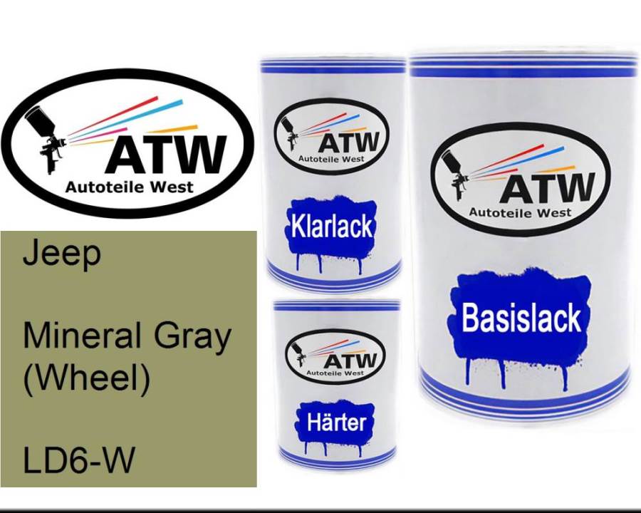 Jeep, Mineral Gray (Wheel), LD6-W: 500ml Lackdose + 500ml Klarlack + 250ml Härter - Set, von ATW Autoteile West.